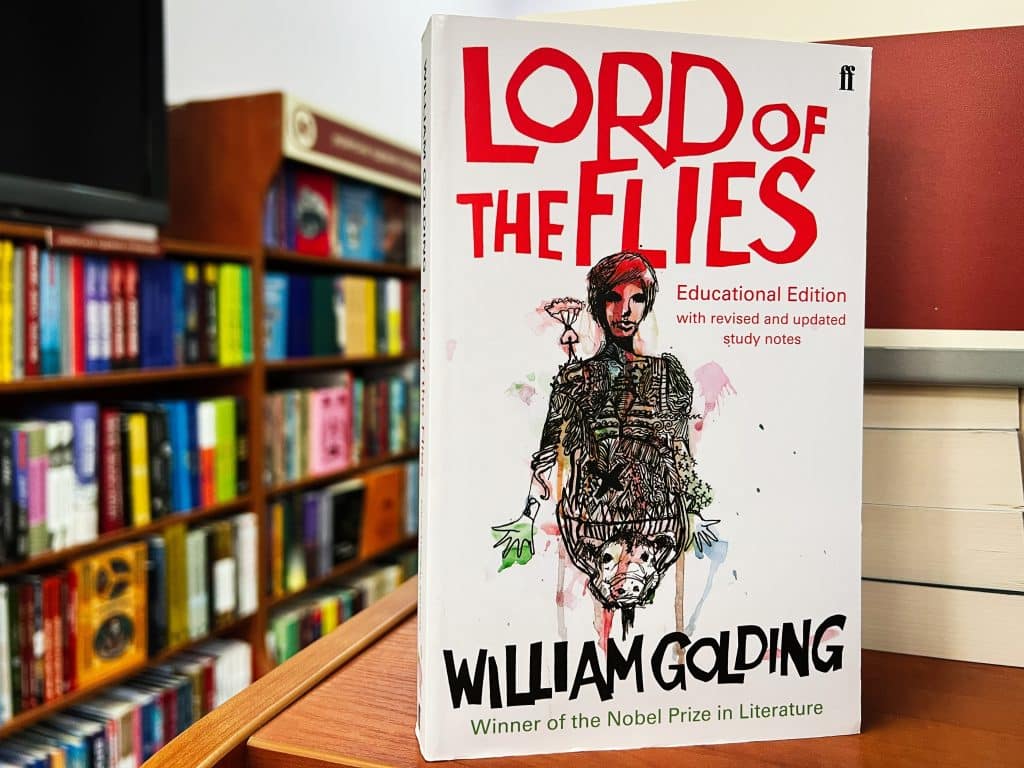 Cover of William Golding's "Lord of the Flies" educational edition in a library. Credit: Shutterstock/AS photo family