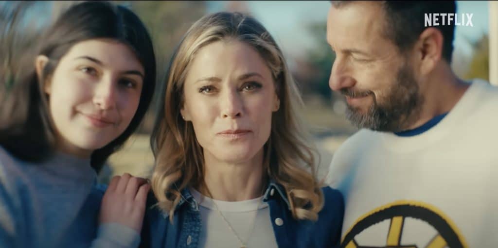 Sunny Sandler, Julie Bowen, and Adam Sandler in "Happy Gilmore 2". Credit: Netflix