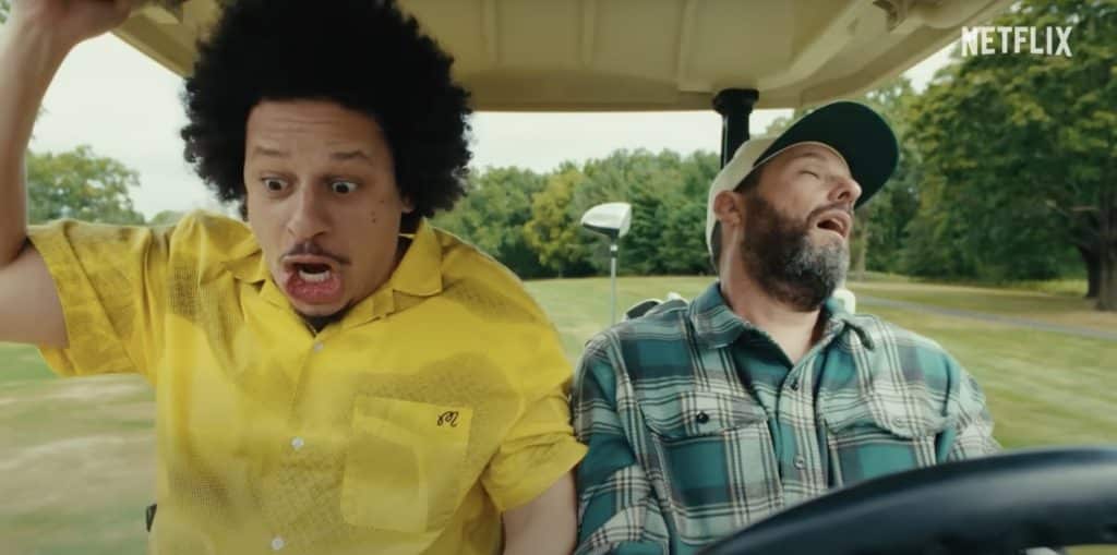 Eric Andre and Adam Sandler in "Happy Gilmore 2". Credit: Netflix