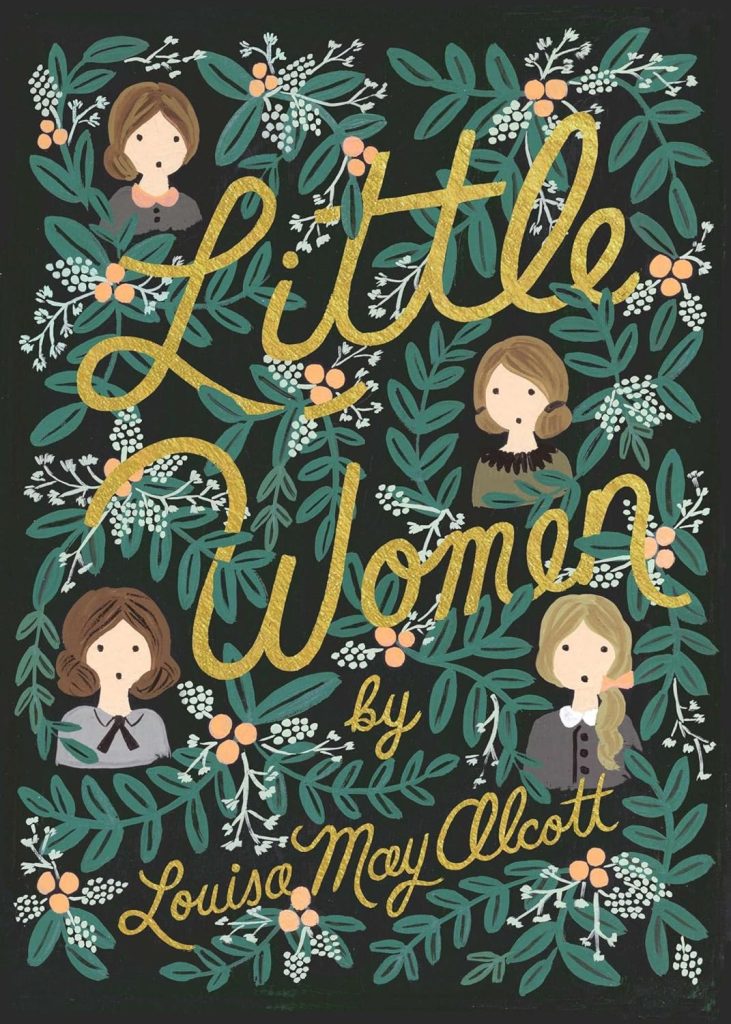 Little Women cover with four cartoon women and trailing foliage