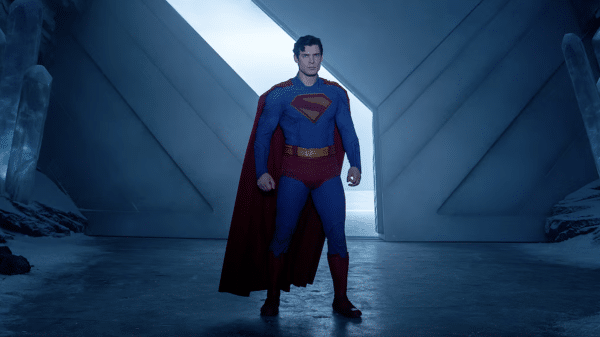 Still from 'Superman' (2025) featuring the Man of Steel against the backdrop of his 'Fortress of Solitude'.