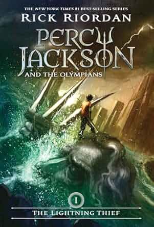 Cover depicts a young boy with a sword standing on top of a statue submerged in water, looking towards New York City.
