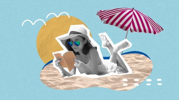 Woman reading on the beach.