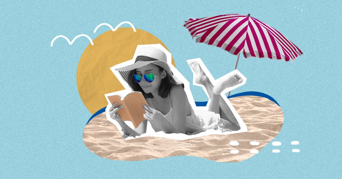 Woman reading on the beach.