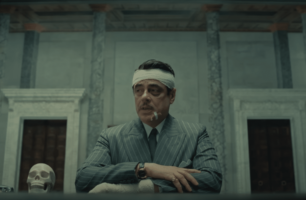 Benicio del Toro as Zorda in The Phoenician Scheme 2025