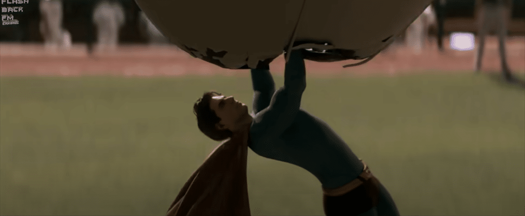 Superman (Brandon Routh) catches a plane