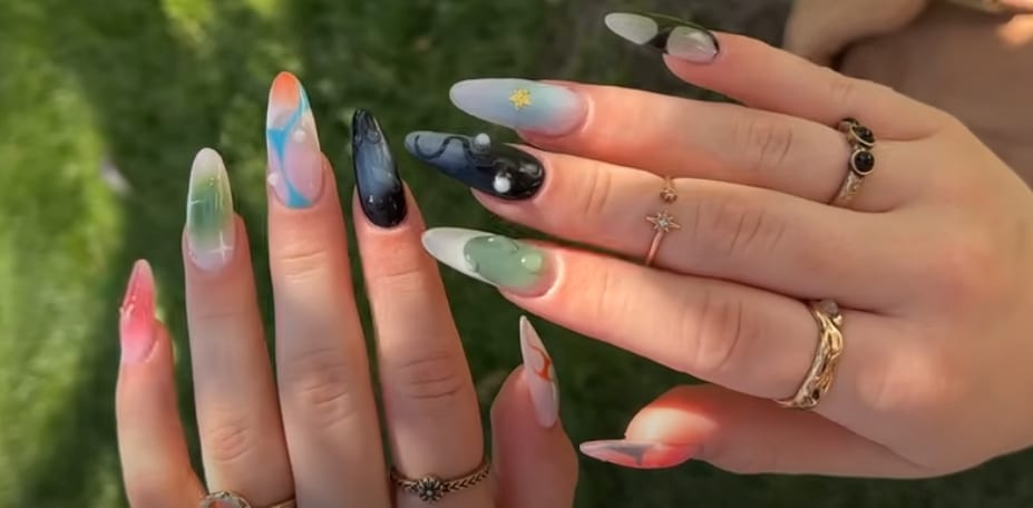 Example of an at-home manicure from a YouTube tutorial. (Image: YouTube/ Kayli Boyle)
