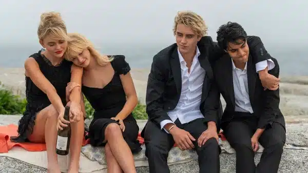 Actors Emily Alyn Lind, Esther McGregor, Joseph Zada, and Shubham Maheshwari portray the characters Cadence, Mirren, Johnny, and Gat in the Amazon Prime original series "We Were Liars."