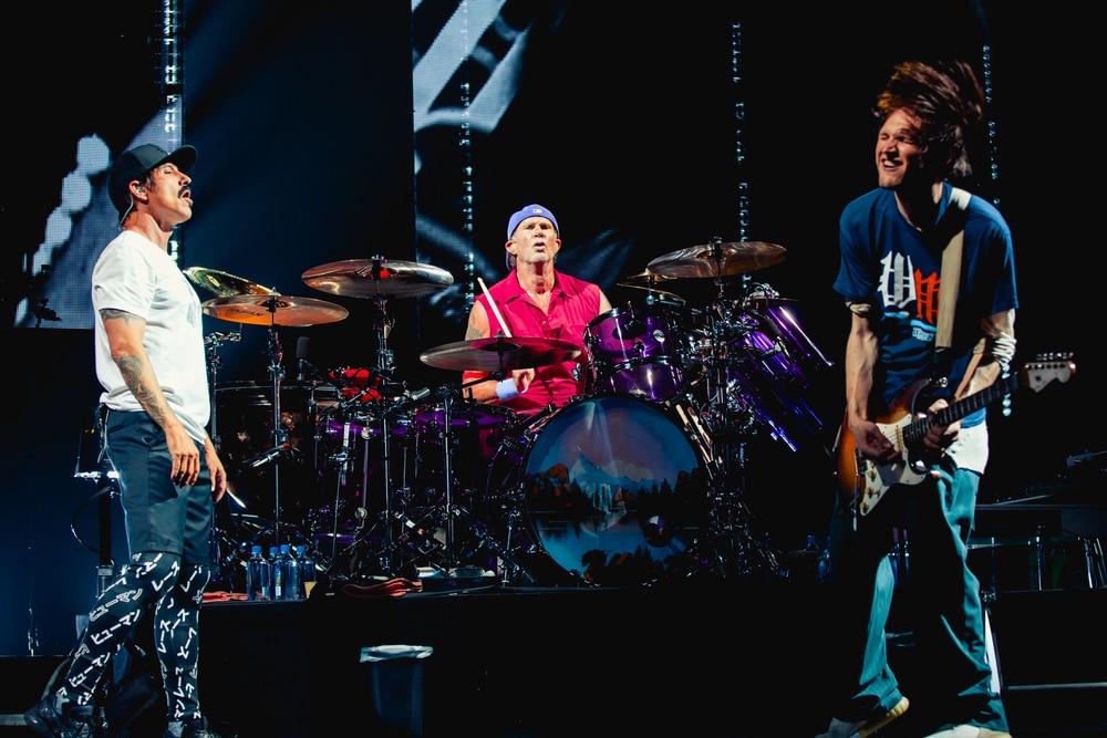The Red Hot Chili Peppers performing in Michigan in 2017.