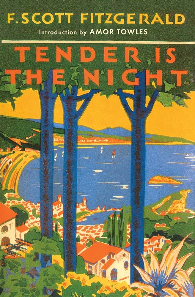 Cover of Tender is the Night with trees and a town by the water
