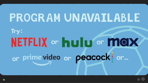 Graphic showing a variety of streaming services available today.
