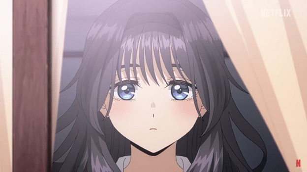 Main character Kaoruko is looking out her window.