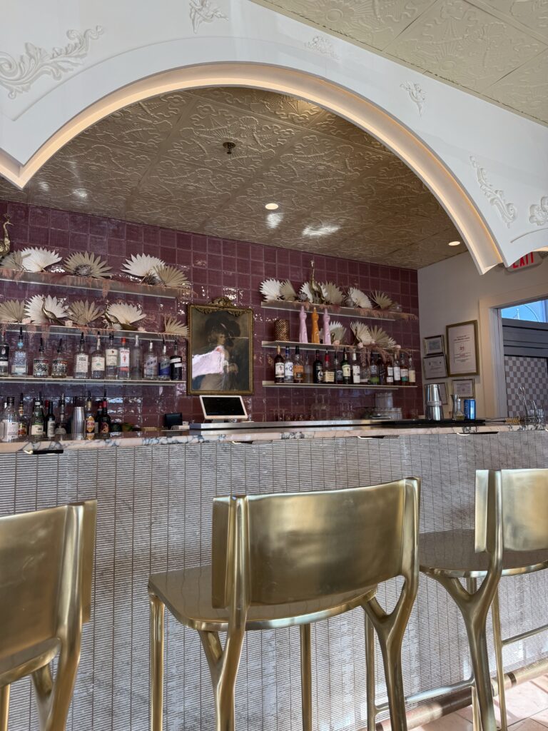A view of the rococo-themed bar area from inside Rococo.