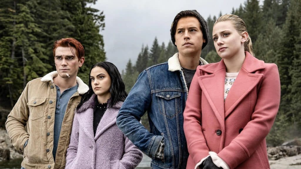 Characters from the show, Riverdale, standing.