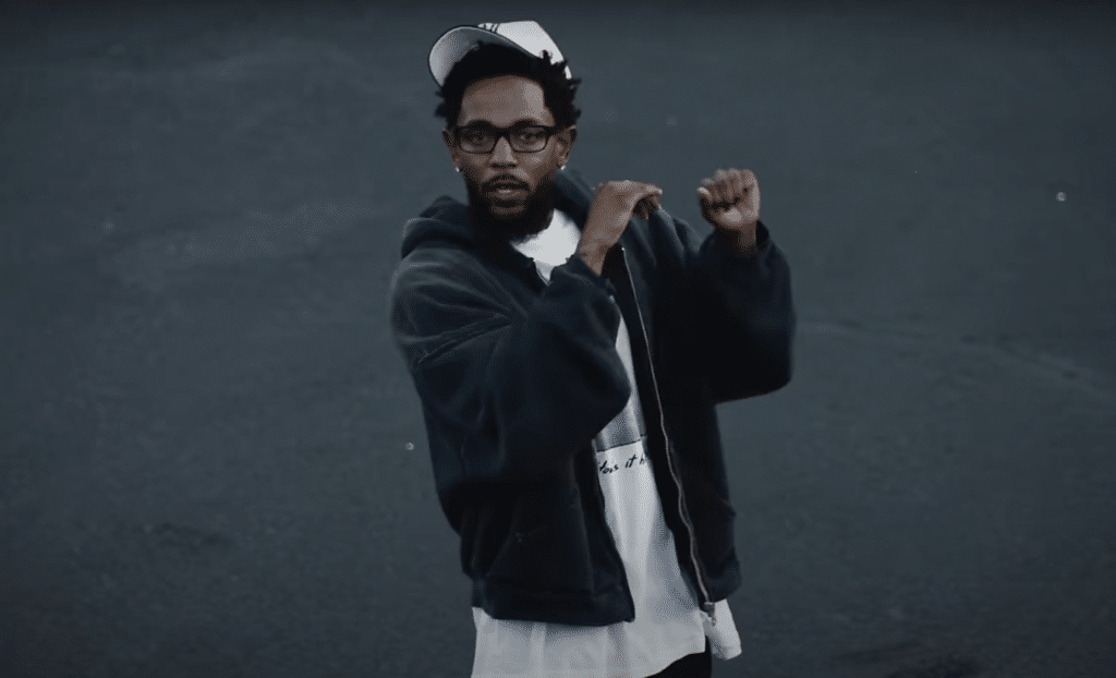 Still shot of Kendrick Lamar in "Not Like Us" music video.