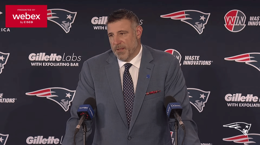 Vrabel at his introductory press conference, ready to lead the next chapter in New England.