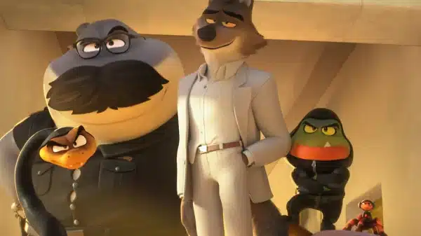 Image features 'The Bad Guys' crew. From left, Mr. Snake, Mr. Shark, Mr. Wolf, Mr. Piranha, and Ms. Tarantula