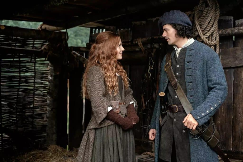Ellen MacKenzie (Harriet Slater) and Brian Fraser (Jamie Roy) star in “Outlander: Blood of My Blood.” The prequel is more about the predictable vagaries of love than the complexities of history or the miracle of time travel.