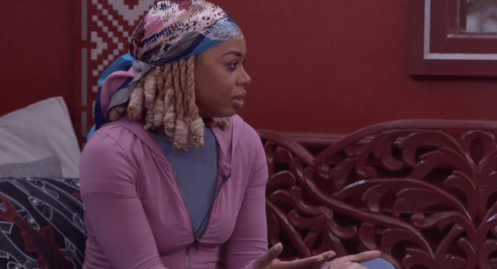 Mickey talking in the HOH room during 'Big Brother'