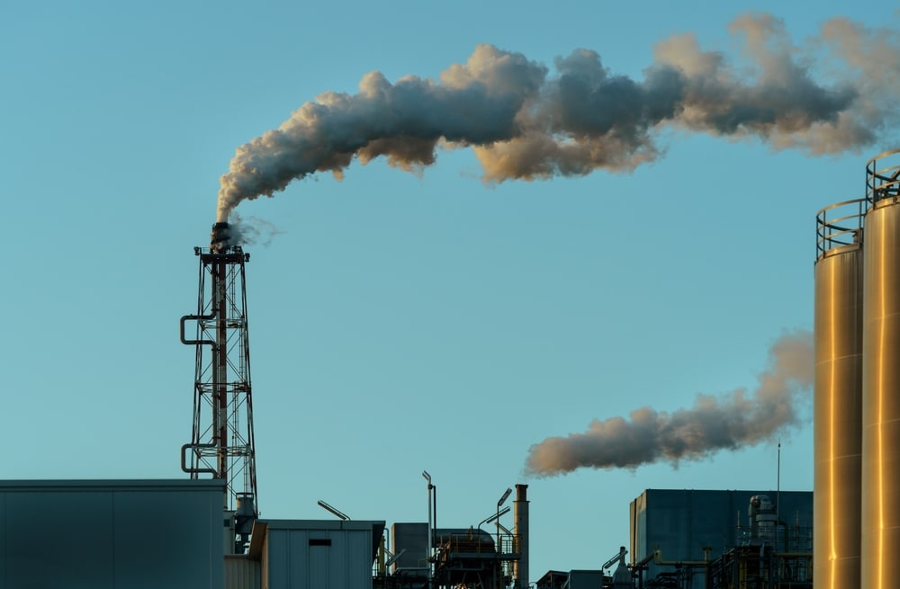Industrial Plant damaging the environment by emissions of toxic gases into the atmosphere