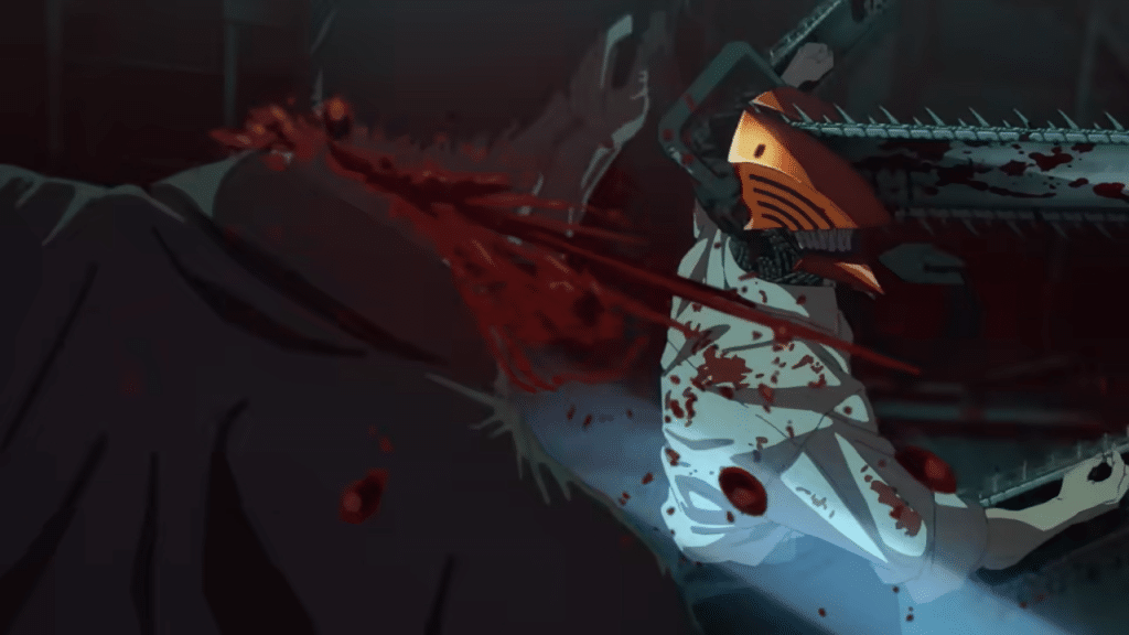 Denji as Chainsaw Man fighting devils