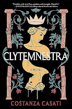 The cover depicts an illustration of an angry woman reflected on top and bottom with broken Greek pillars on either side.