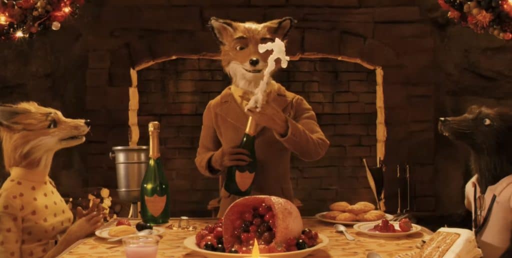 Animated foxes in a film