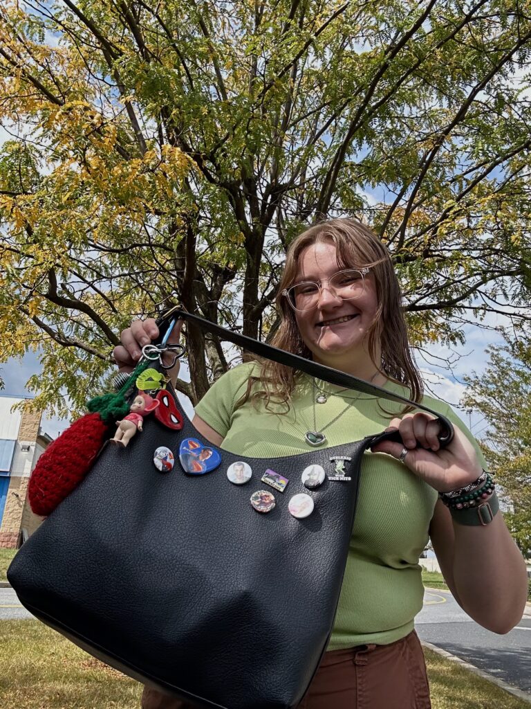 Young woman with her bag