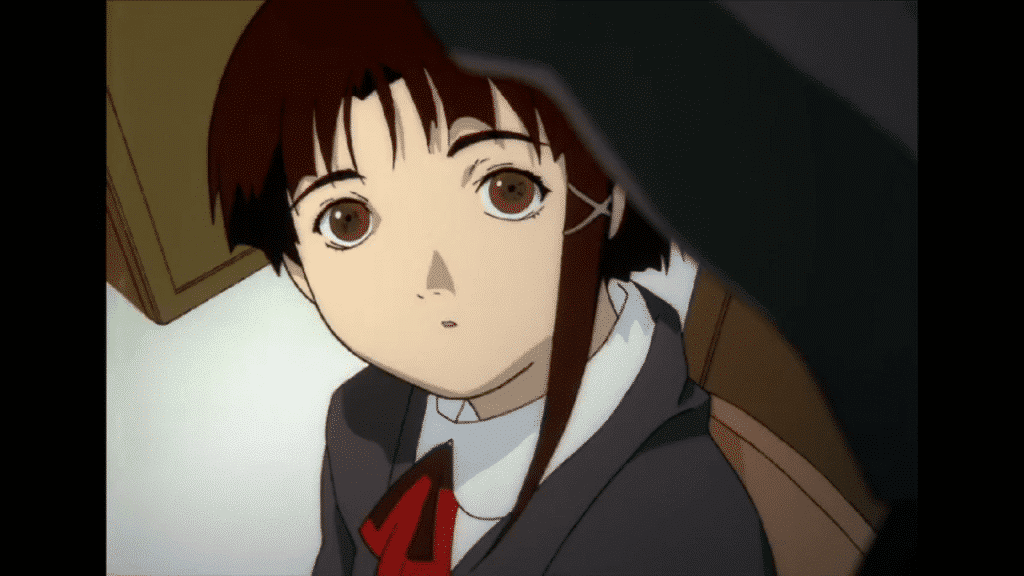 Lain Iwakura talking to her classmates