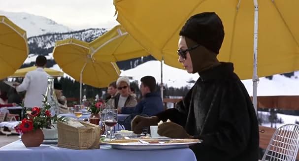 Audrey Hepburn wearing the fur jumpsuit in Charade (Credit: IMDb)