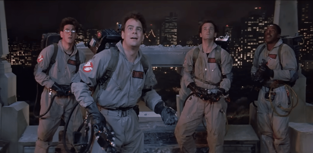 Harold Ramis, Dan Ackroyd, Bill Murray and Ernie Hudson in 'Ghostbusters.'