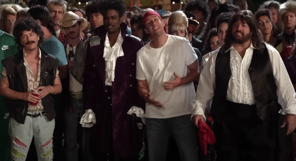 Lenny and the guys at their 80s-themed party.