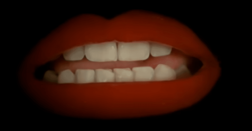 The Rocky Horror Picture Show's iconic lips singing "Science Fiction/Double Feature".