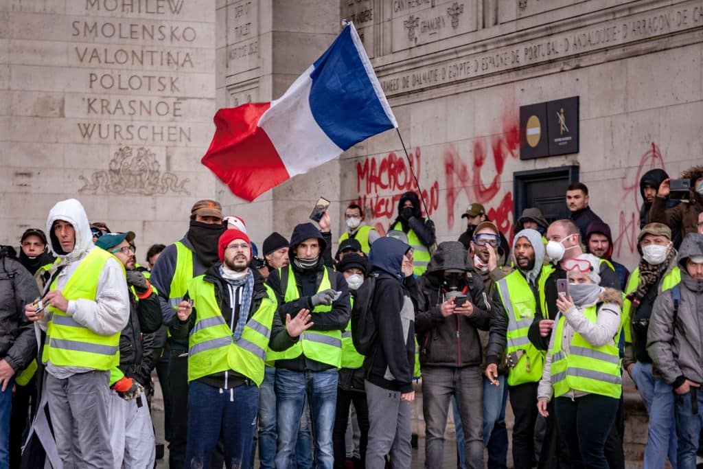 Yellow Vest protestors in France, 2018.