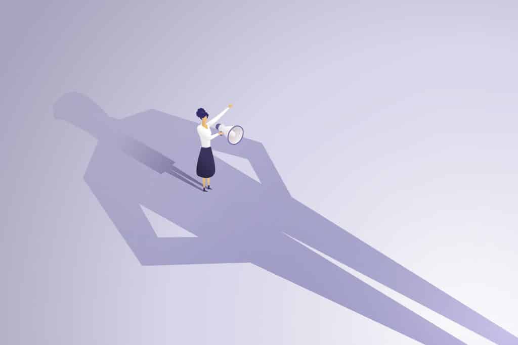 Illustration of woman with microphone