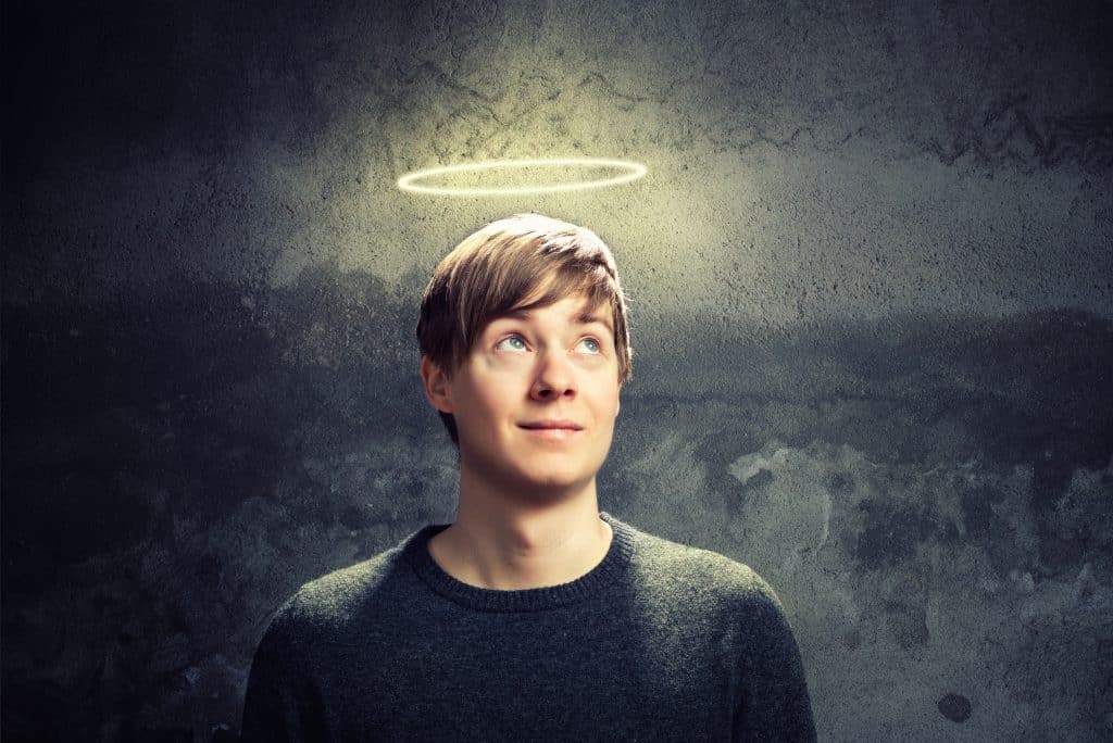 Man with halo above his head