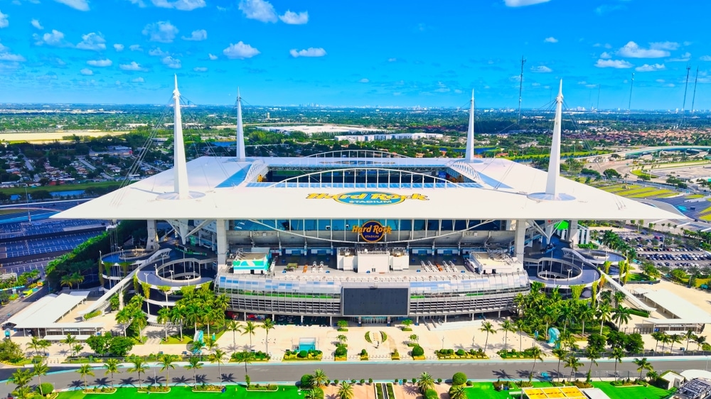 Hard Rock Stadium Miami aerial view - home of the Miami Dolphins.