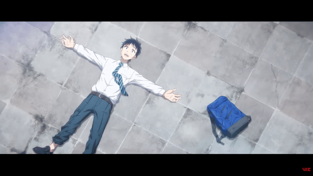 Akira Tendou laying on his back in the sun