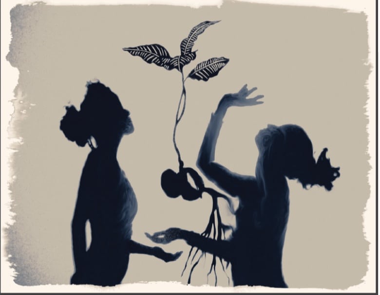 The image depicts the piece, "Love From the Roots" mentioned above.