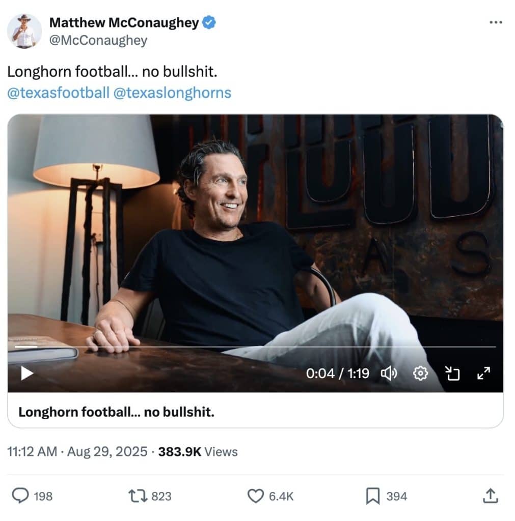 A post from Matthew McConaughey. (Credit: Twitter).