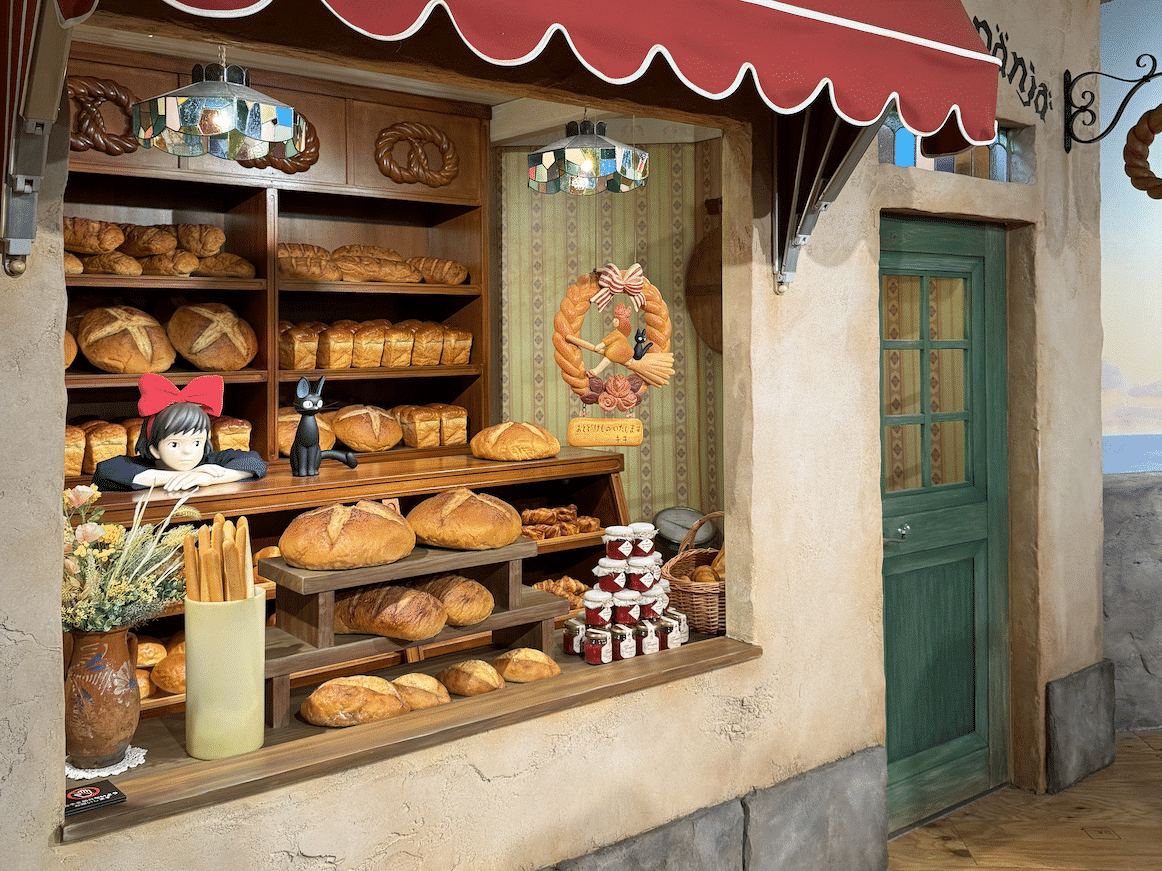 In this reconstruction, Studio Ghibli's titular character Kiki is working in the bakery with her black cat.