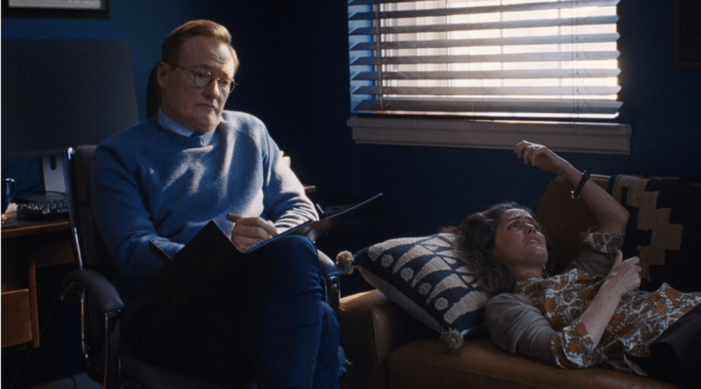 Conan O'Brien and Rose Byrne. (Credit: A24).