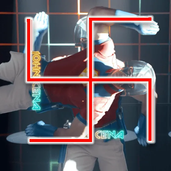 Collage of the opening dance number showing swastika references.