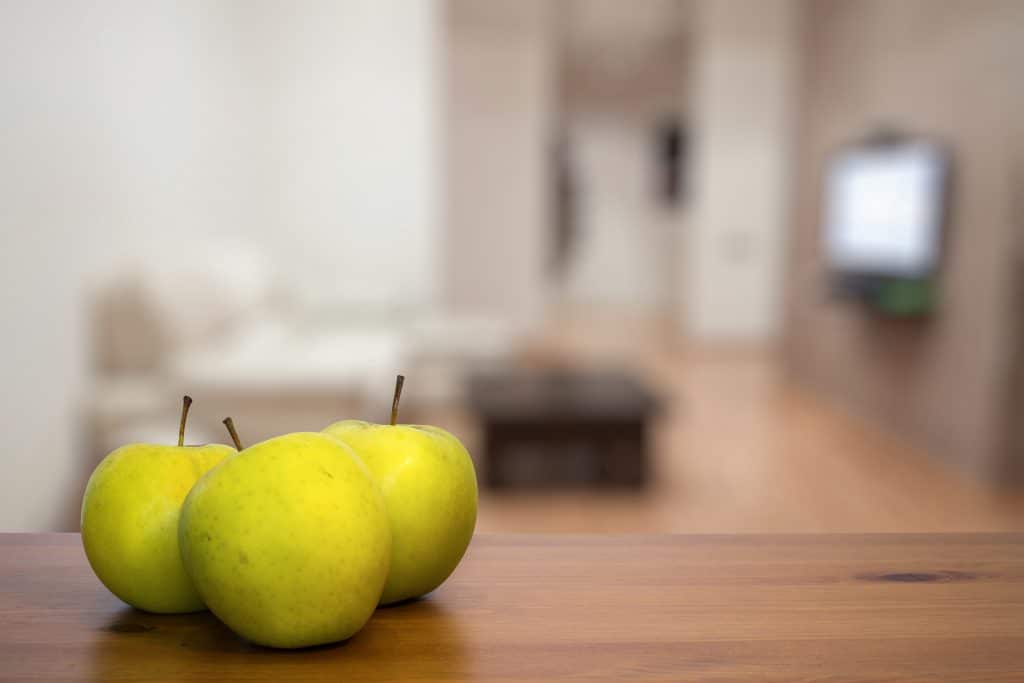 Apples on the wood table