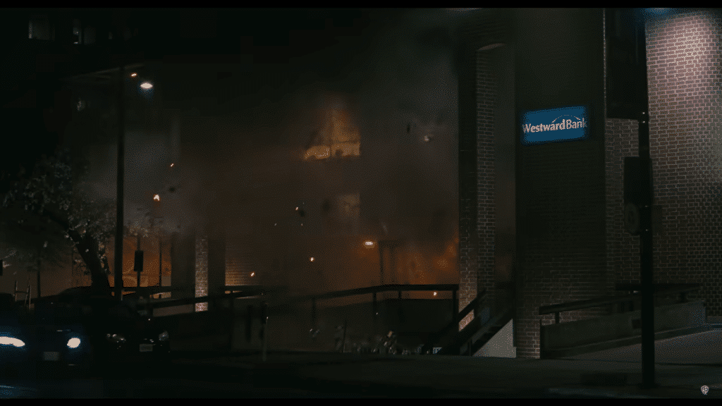 An image of the Westward Bank, filled with smoke.