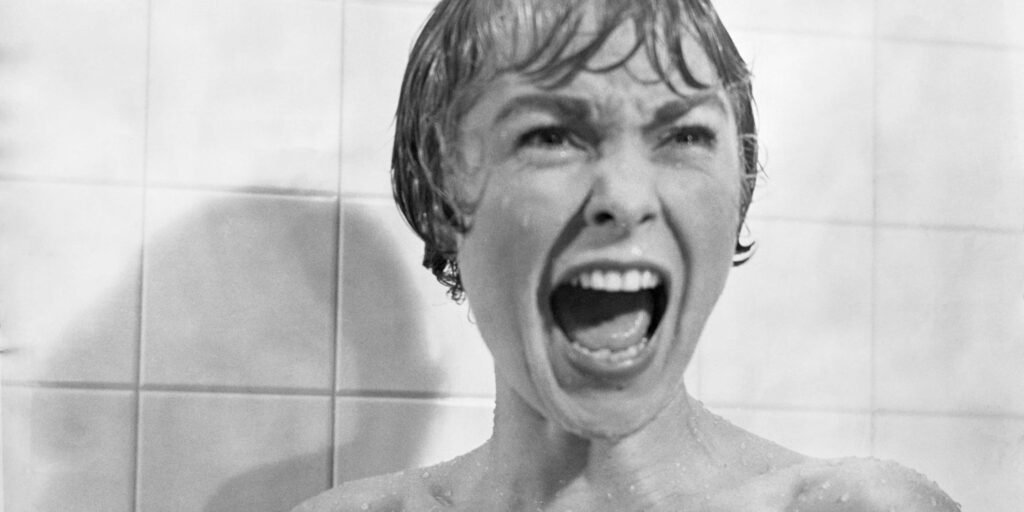 janet leigh screaming in the shower as marion crane in psycho