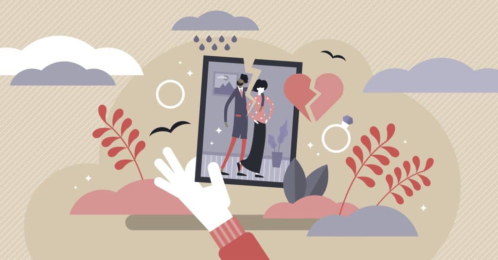 Illustration of ripped photo of a couple