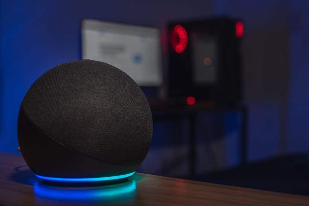 Alexa being turned on in a room.