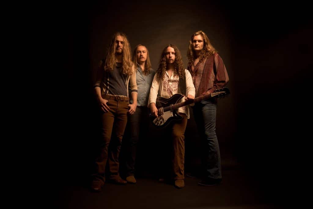 The Band Feel. From left to right: Garrett Barcus (vocals), T.J. Steinwart (drums), Tyler Armstrong (guitar), and Kadin Rea (bass) Photo Credit: Cameron Ahlvers