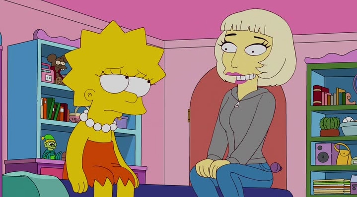 Yeardley Smith (Lisa) and Lady Gaga in The Simpsons.
